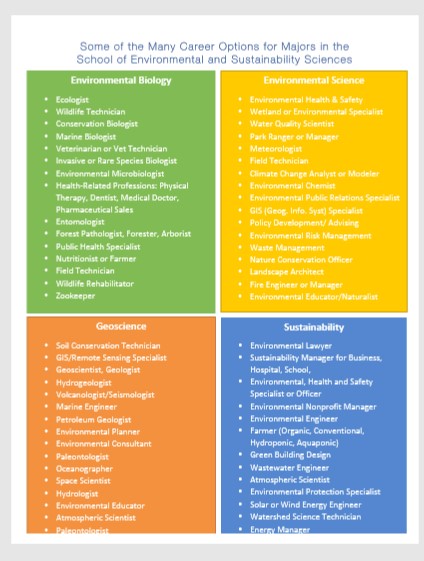 Graphic image to click on to get to a PDF document listing Career Options in SESS fields